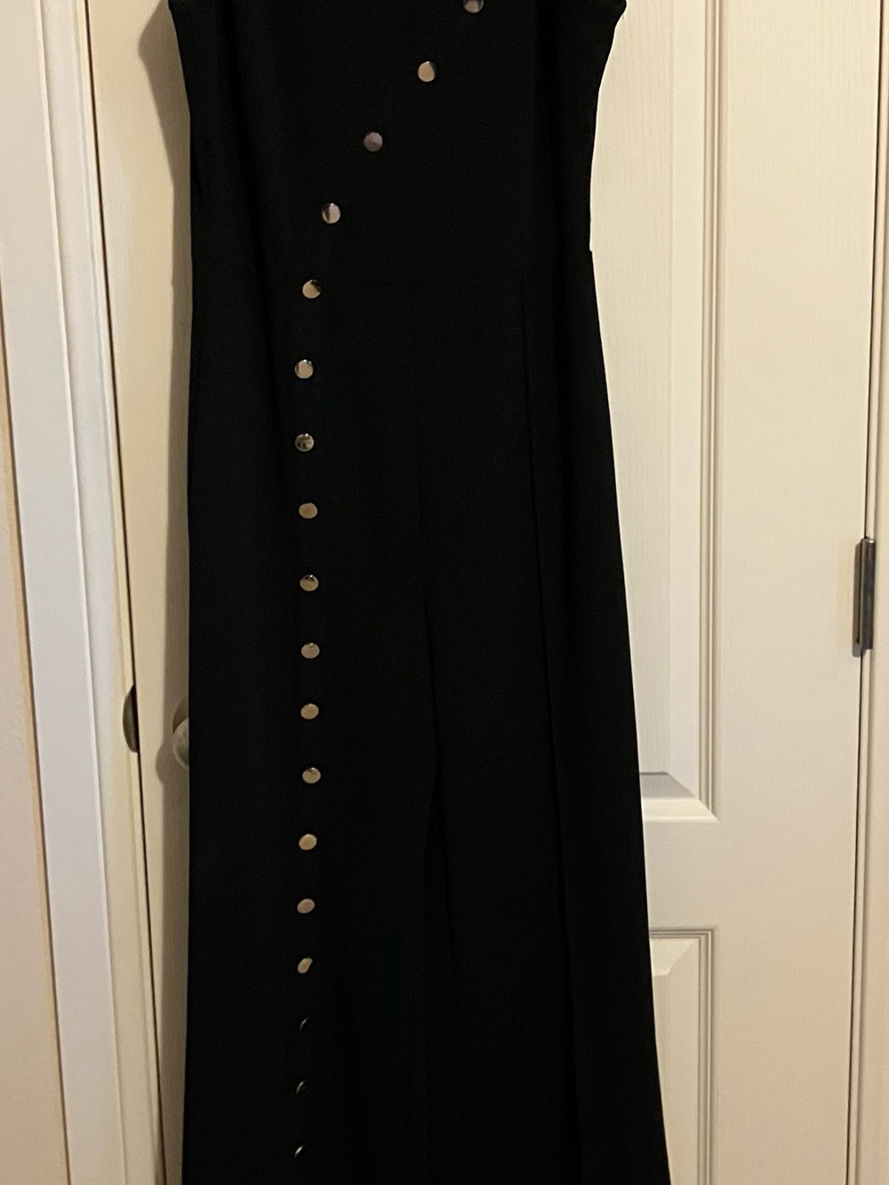 Valentine Black Sleeveless Top with Gold Button Details